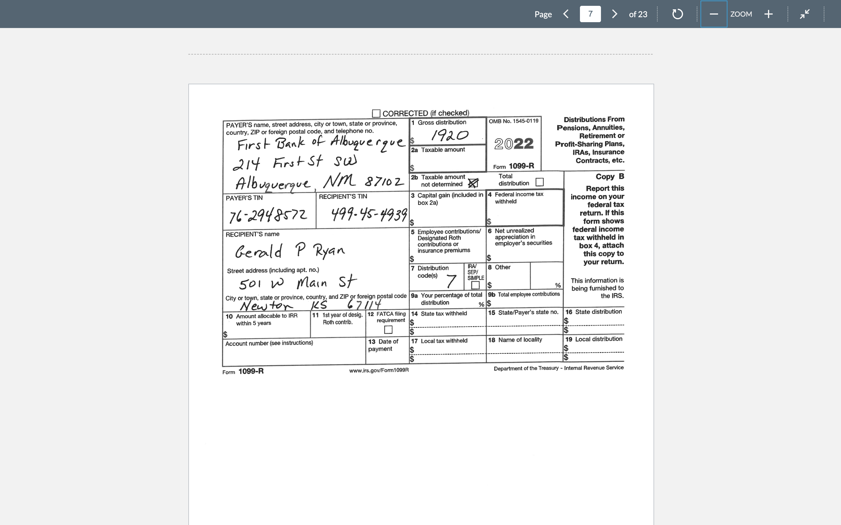 st tax results because yo the address or description is entered in