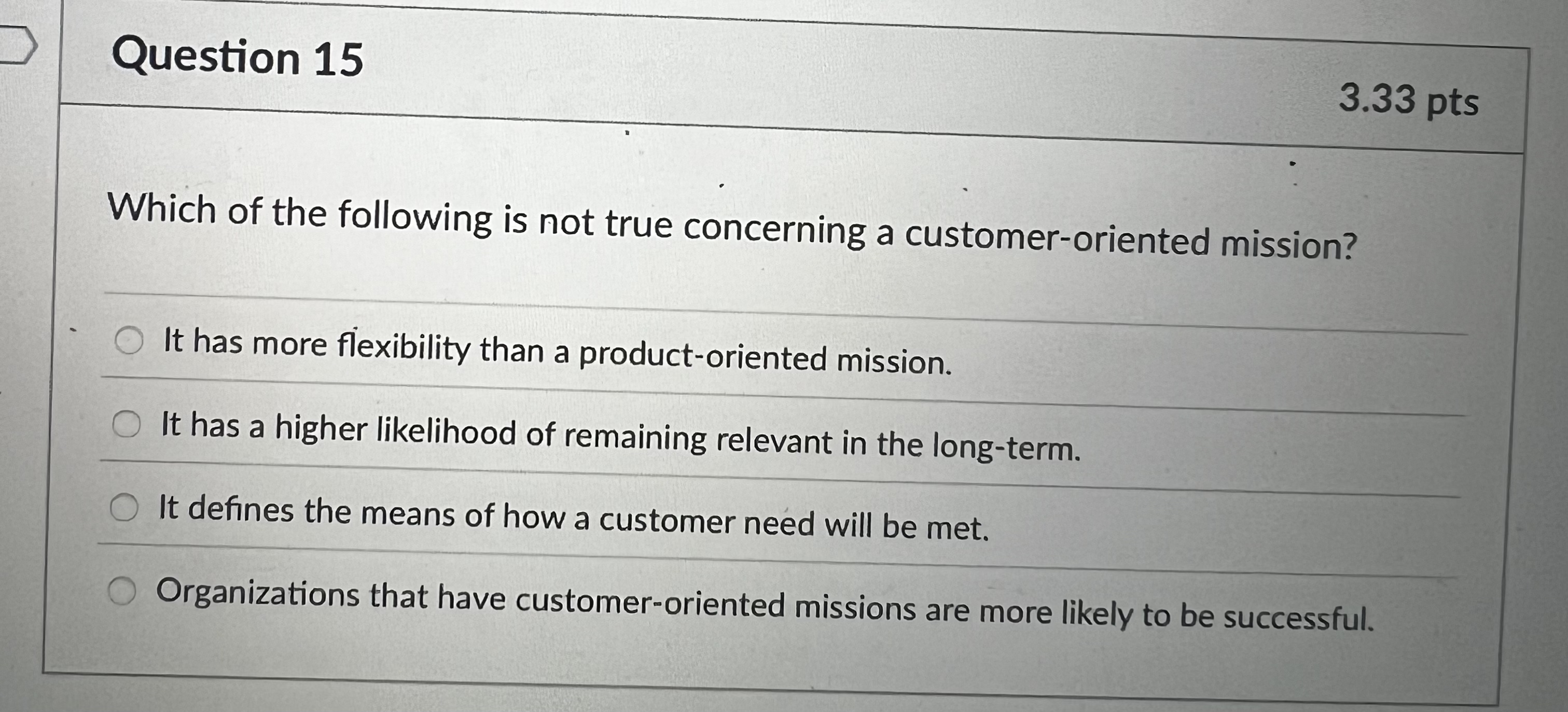  Question 15 Which of the following is not true concerning a