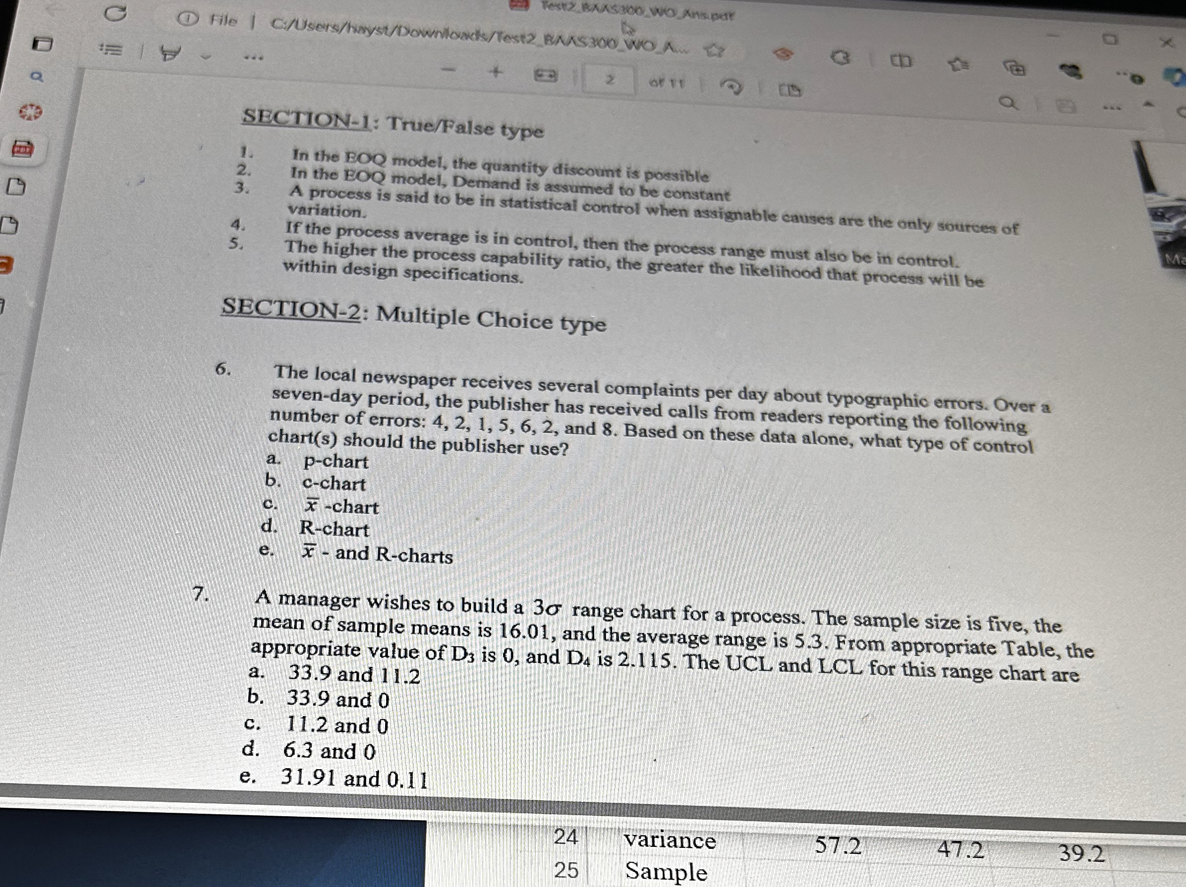  In the EOQ model, the quantity discount is possible true or