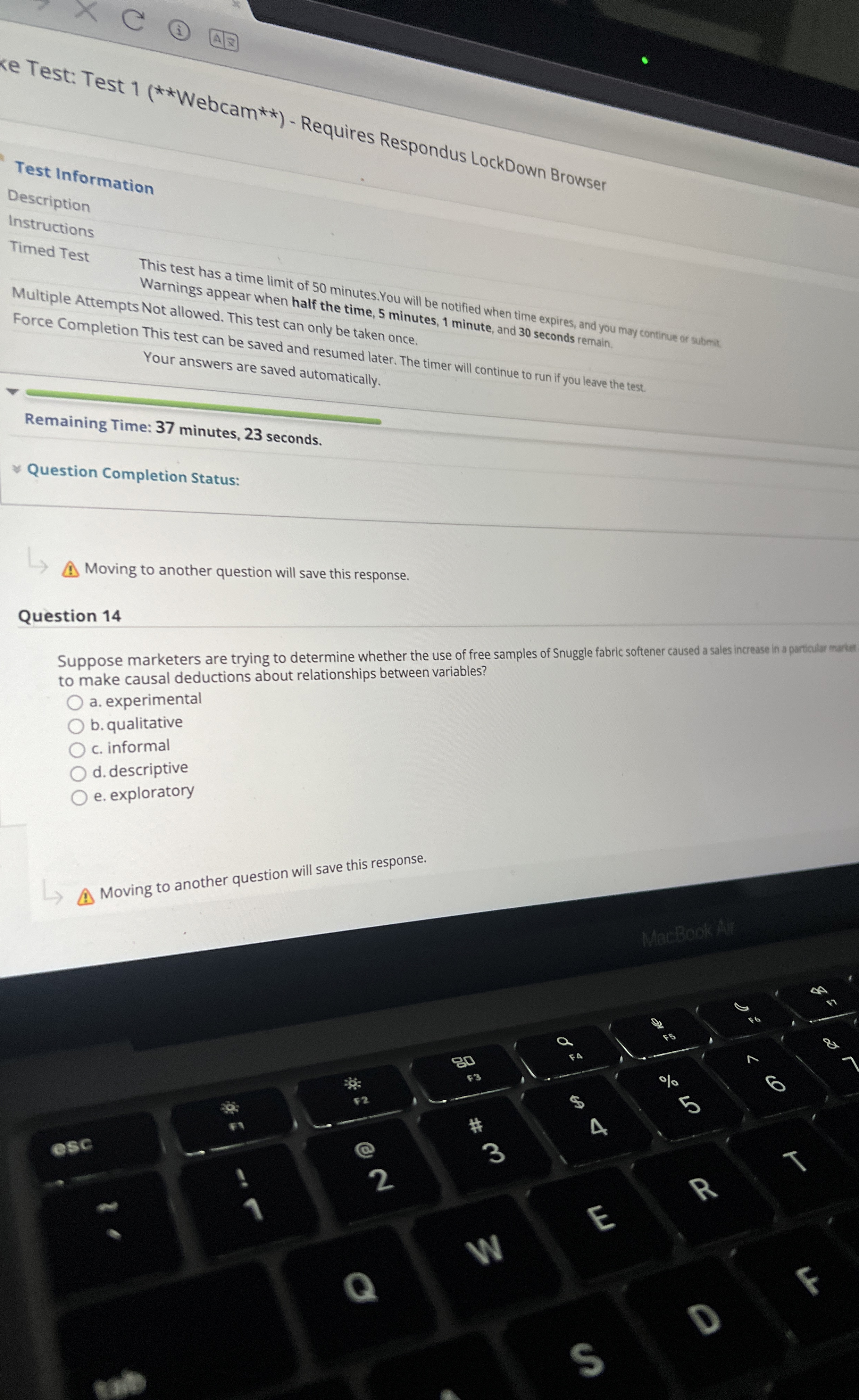  Question 14 Suppose marketers are trying to determine whether the use