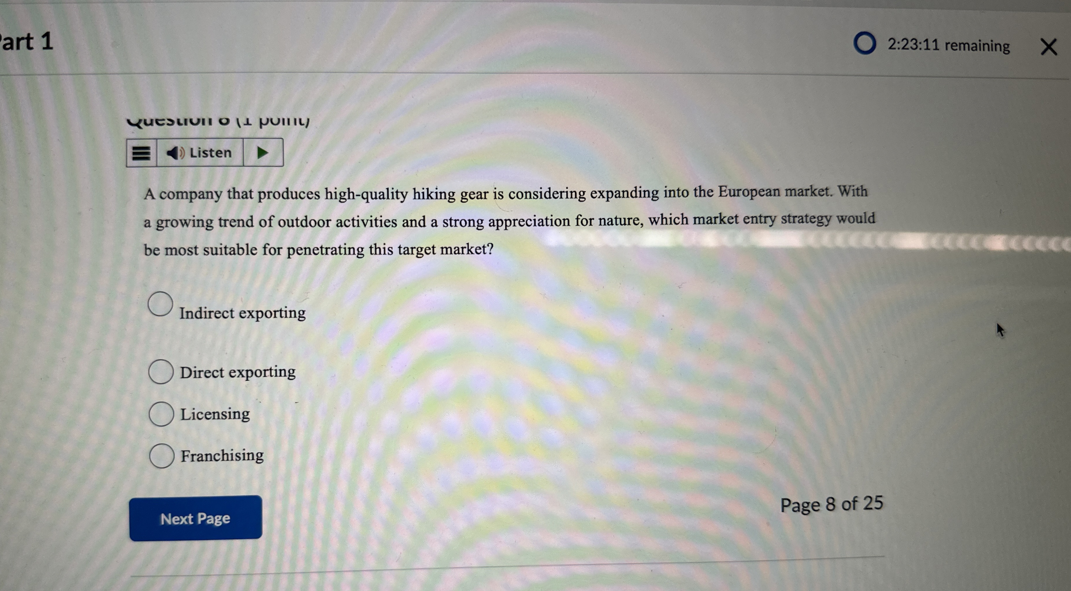  art 1 2:23:11 remaining KUESLIUIIO (1 NUIII) Listen A company that