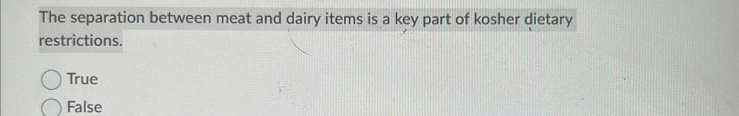  The separation between meat and dairy items is a key part