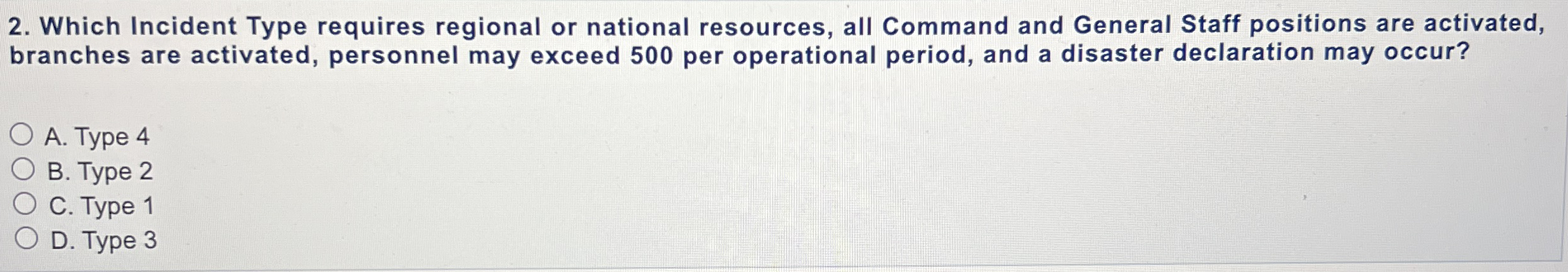  Which Incident Type requires regional or national resources, all Command and
