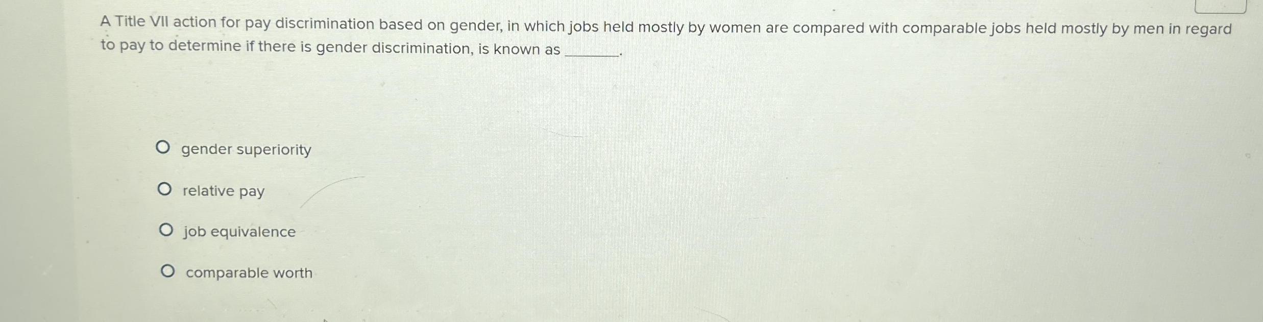  A Title VII action for pay discrimination based on gender, in