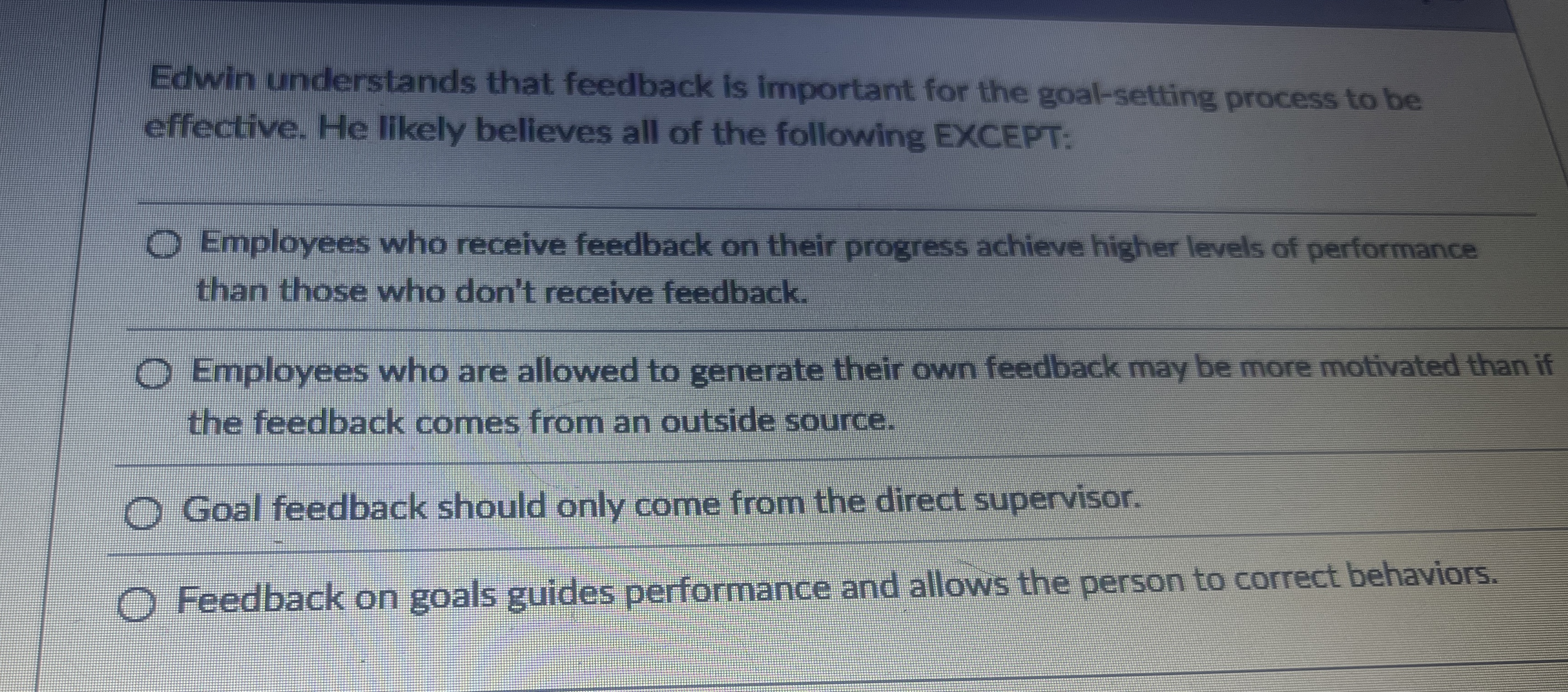  Edwin understands that feedback is important for the goal-setting process to