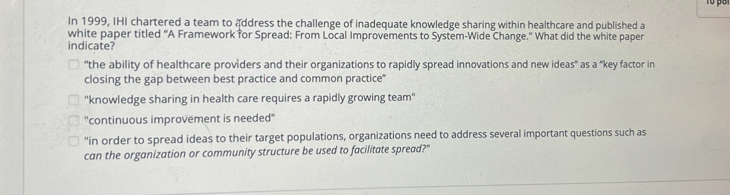  white paper titled "A Framework for Spread: From Local Improvements to
