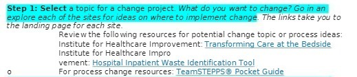  Step 1: Select a topic for a change project. What do