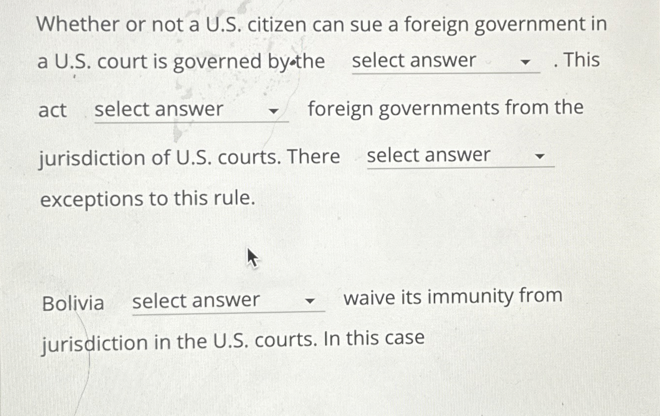  Whether or not a U.S. citizen can sue a foreign government