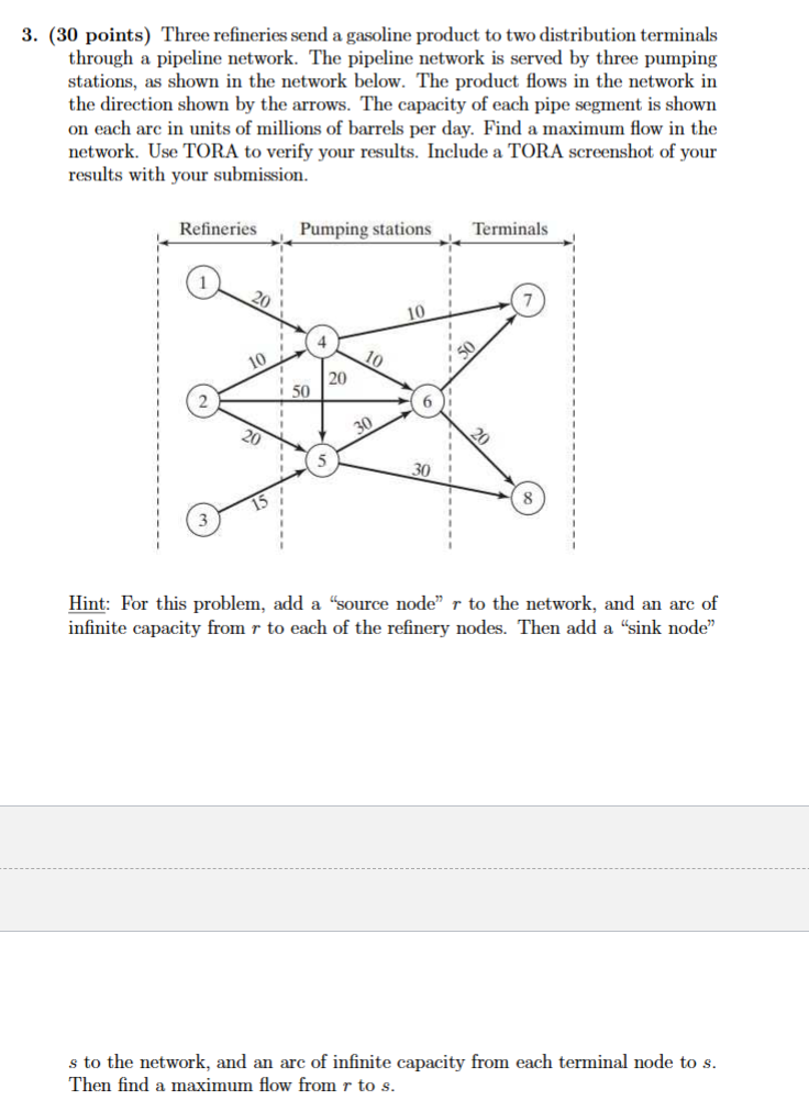  HELP PLEASE 3.(30 points) Three refineries send a gasoline product to