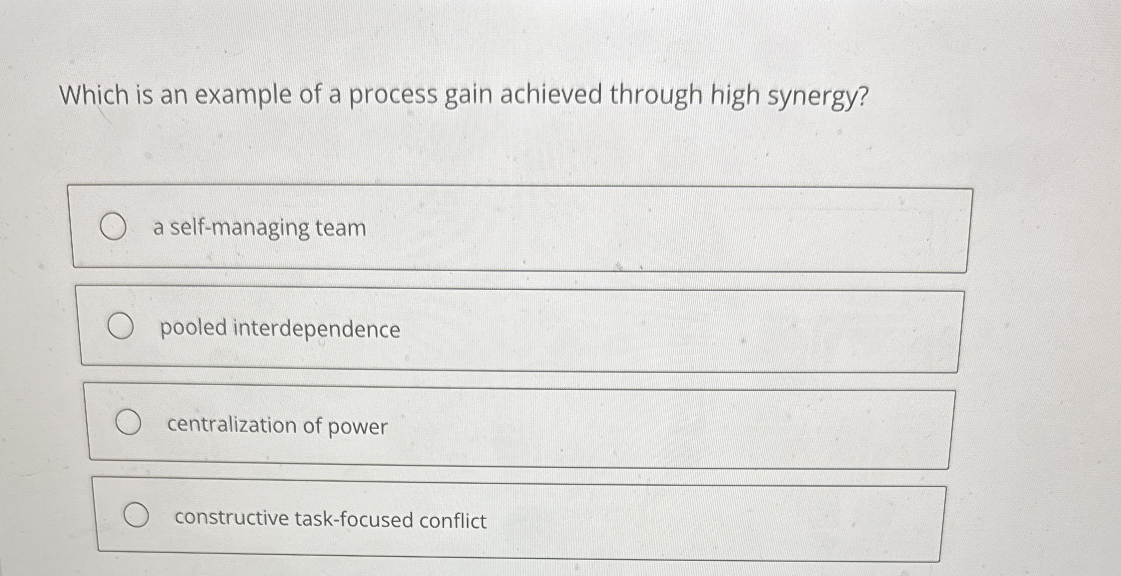  Which is an example of a process gain achieved through high