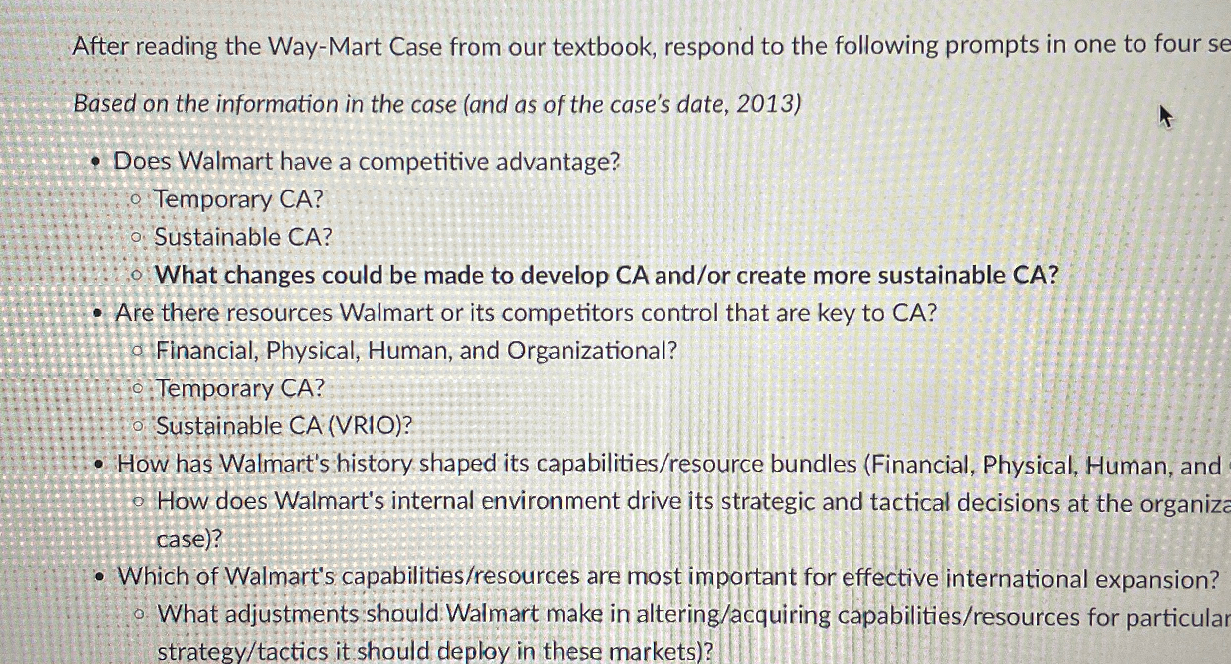  After reading the Way-Mart Case from our textbook, respond to the
