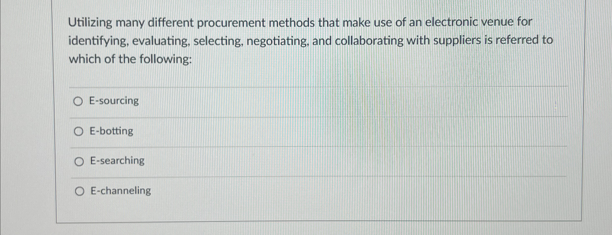  Utilizing many different procurement methods that make use of an electronic