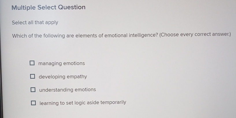  Multiple Select Question Select all that apply Which of the following