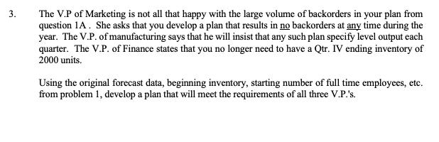  Information: Demand Forecasts Quarter - I Beginning Inventory: Mowers 2600; blowers