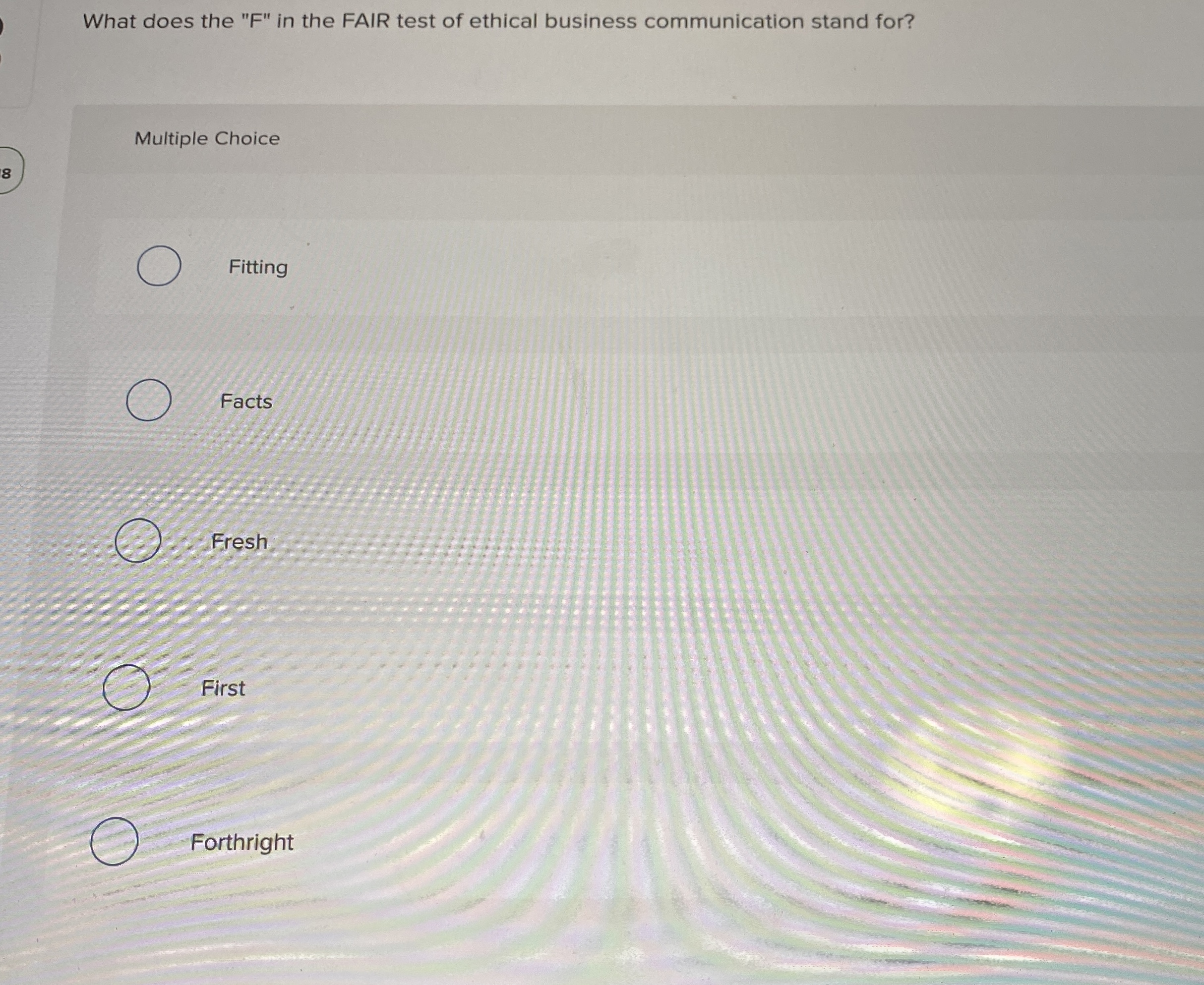  What does the "F" in the FAIR test of ethical business