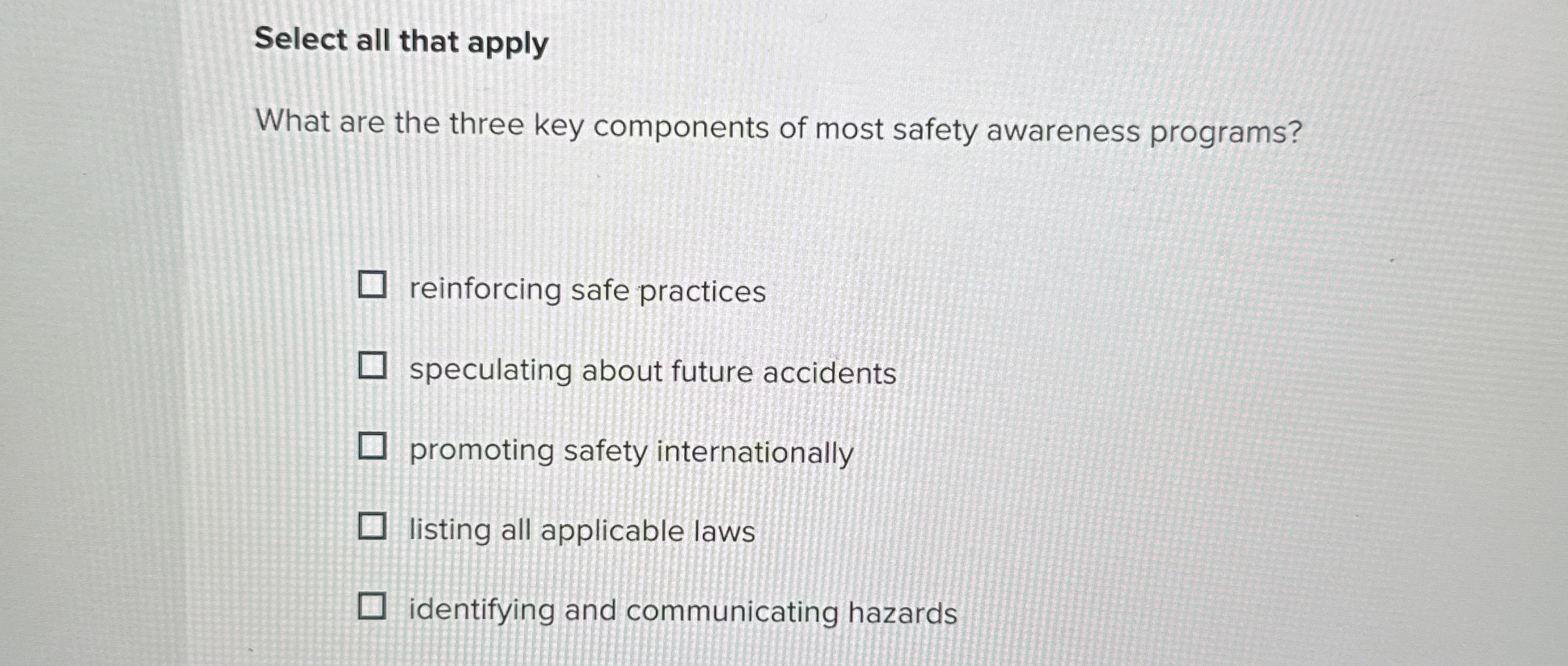  Select all that apply What are the three key components of