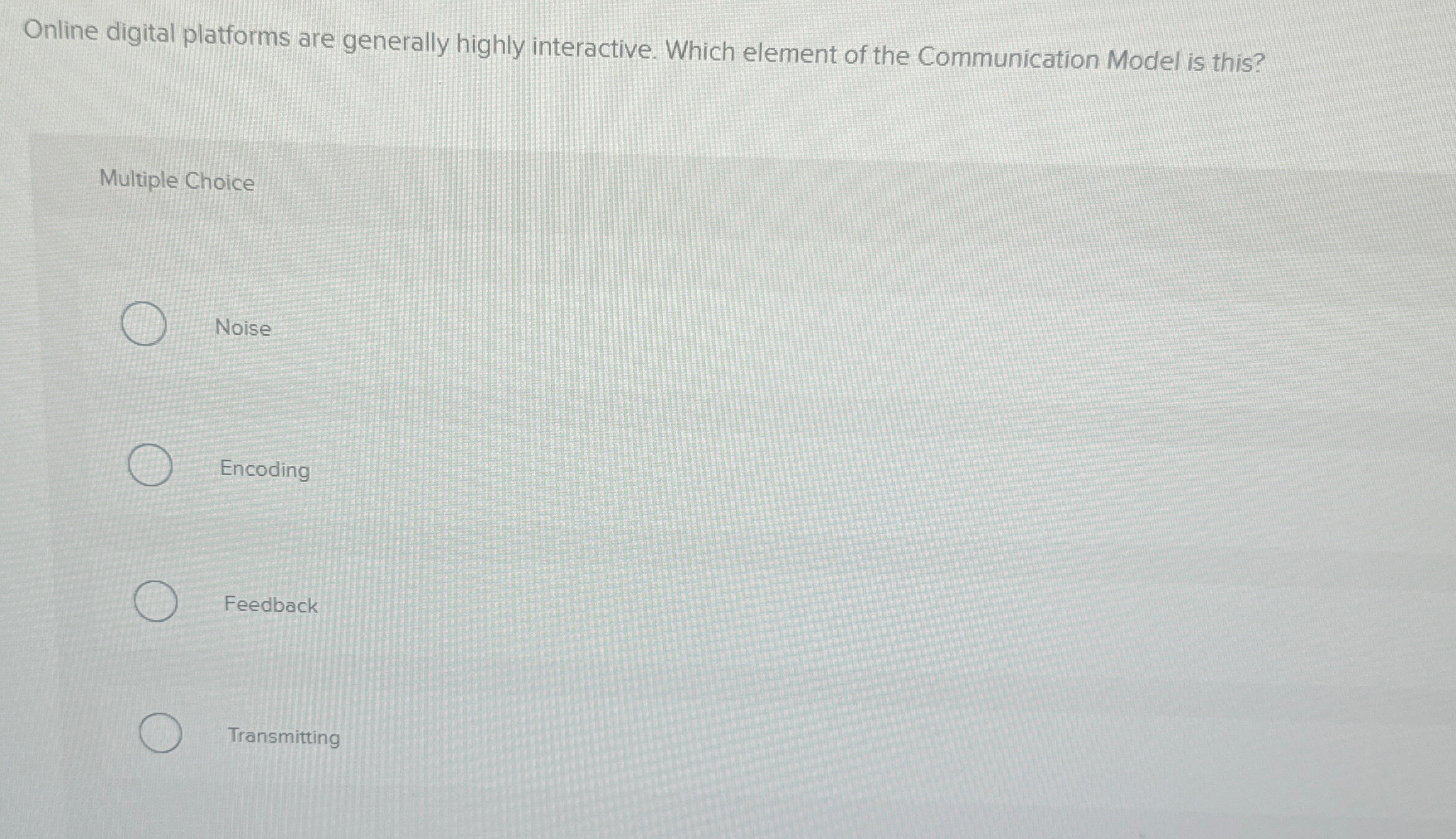  Online digital platforms are generally highly interactive. Which element of the