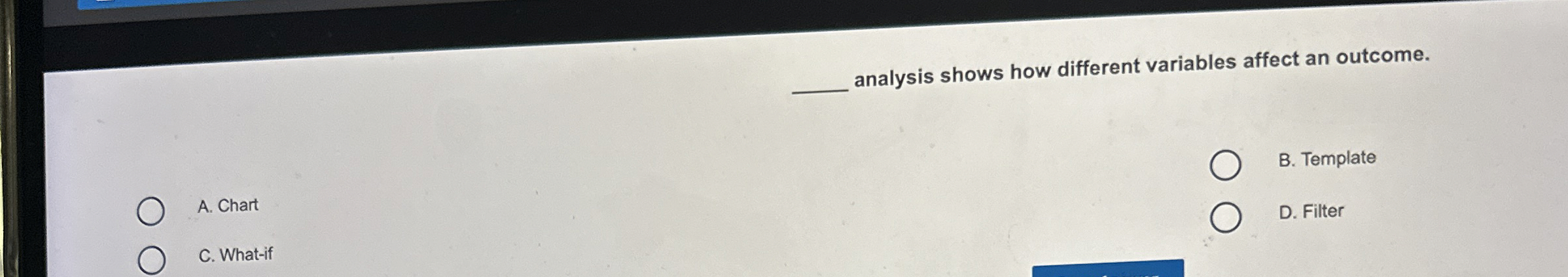  analysis shows how different variables affect an outcome. B. Template 
