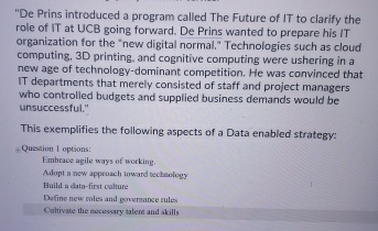  "De Prins introduced a program called The Future of IT to