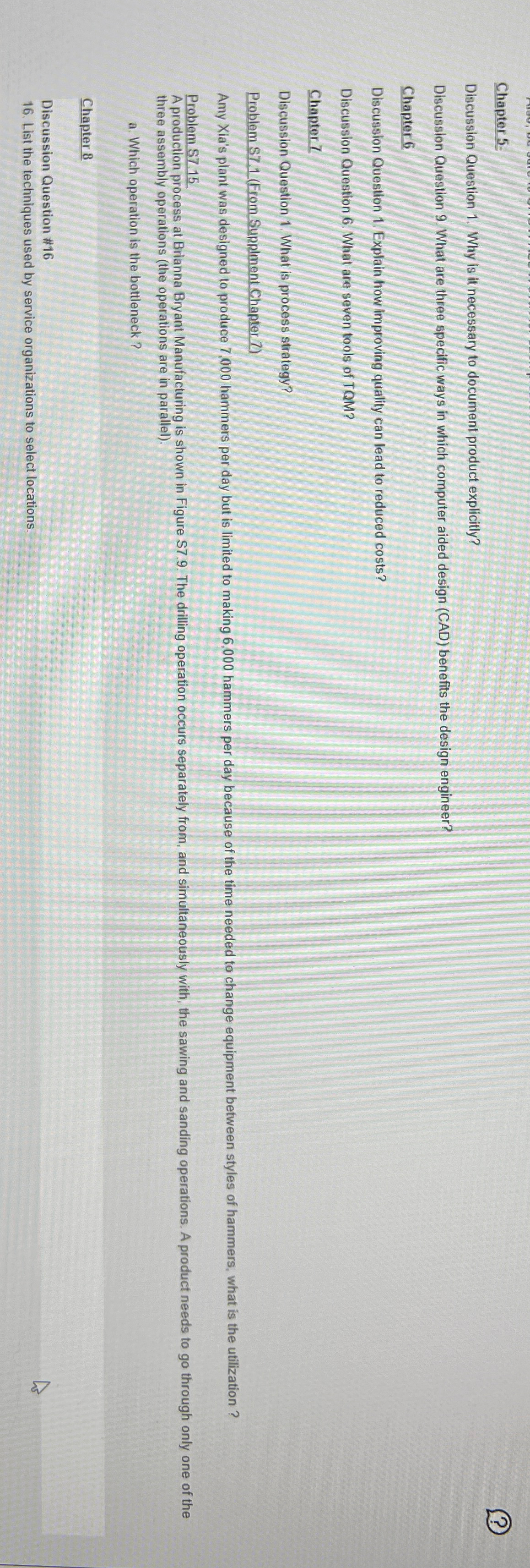  Chapter 5: Discussion Question 1. Why is it necessary to document