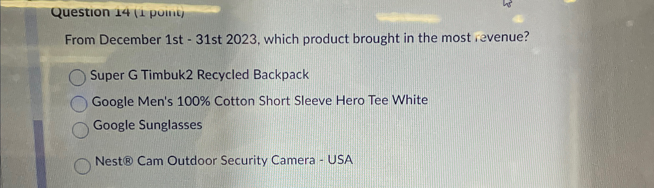  From December 1st -31st 2023, which product brought in the most