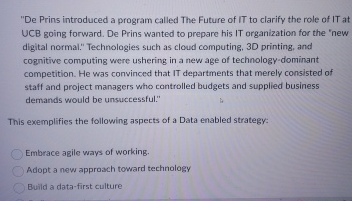  "De Prins introduced a program called The Future of IT to