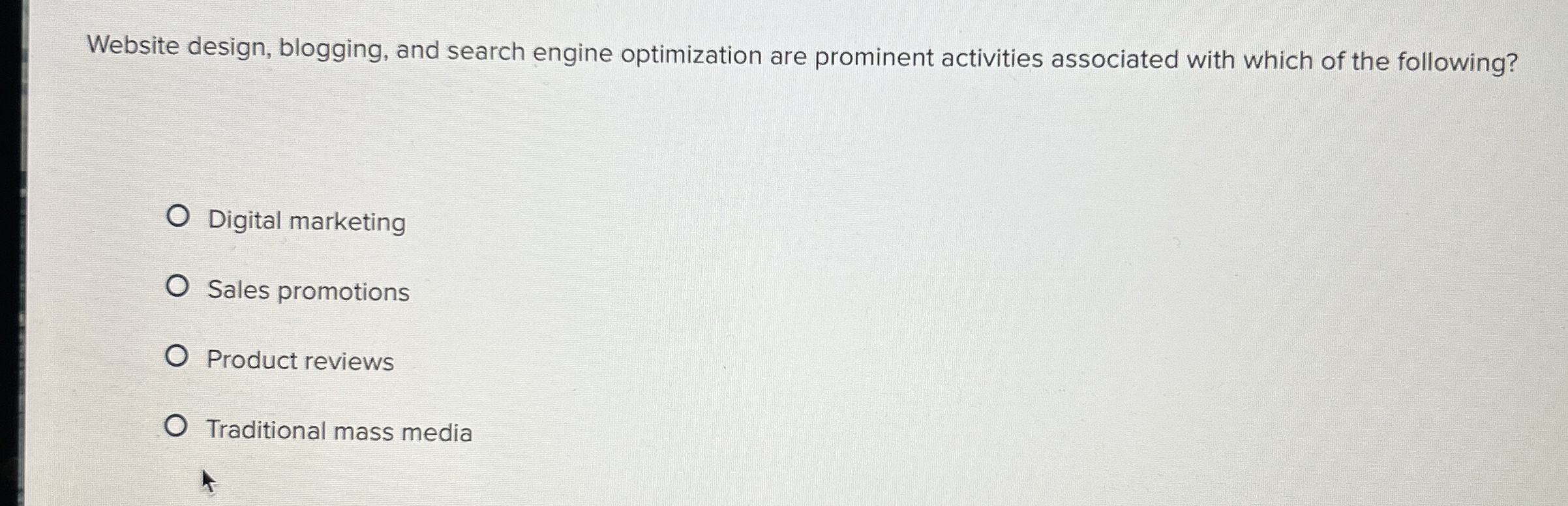  Website design, blogging, and search engine optimization are prominent activities associated