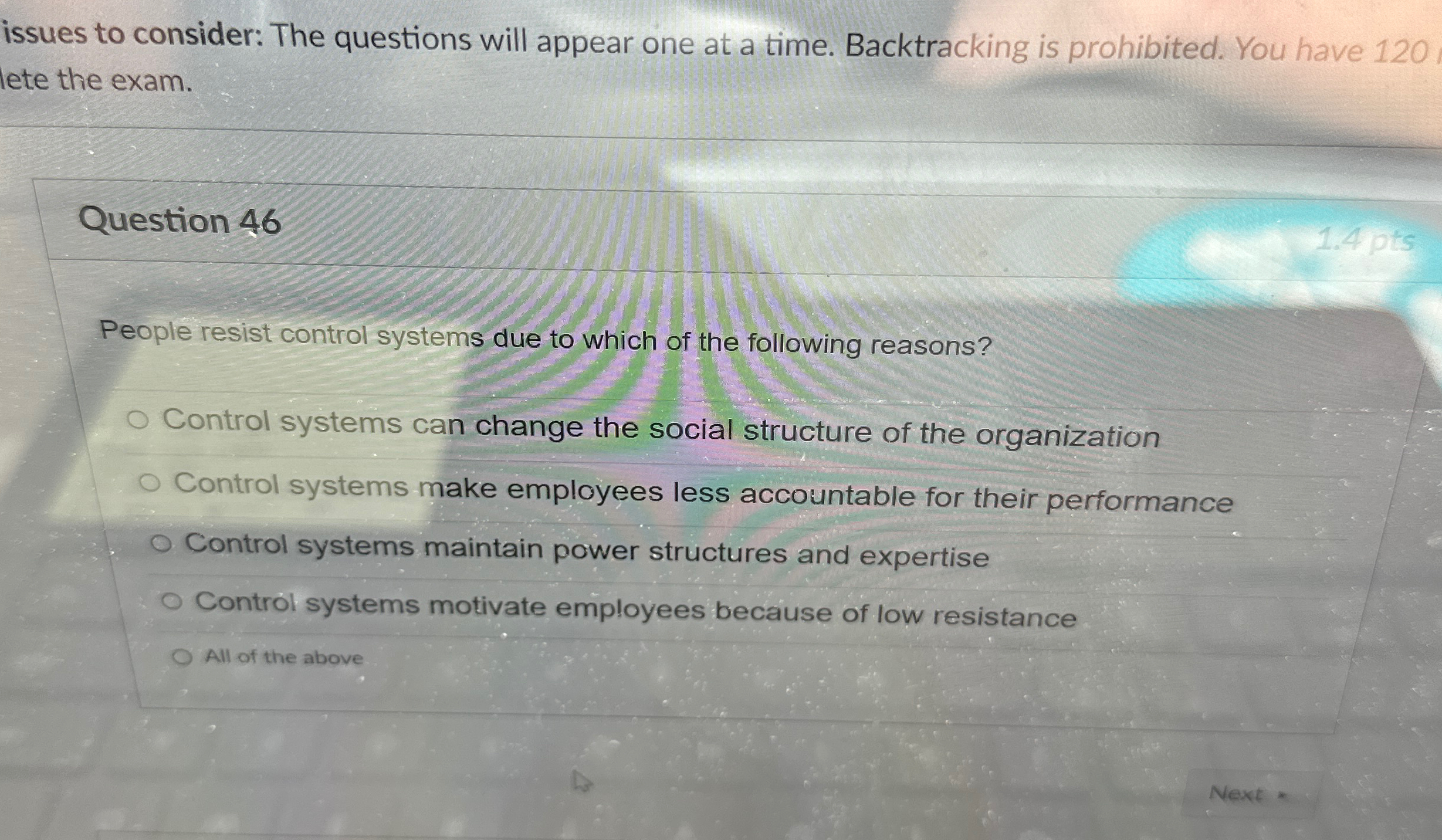  issues to consider: The questions will appear one at a time.