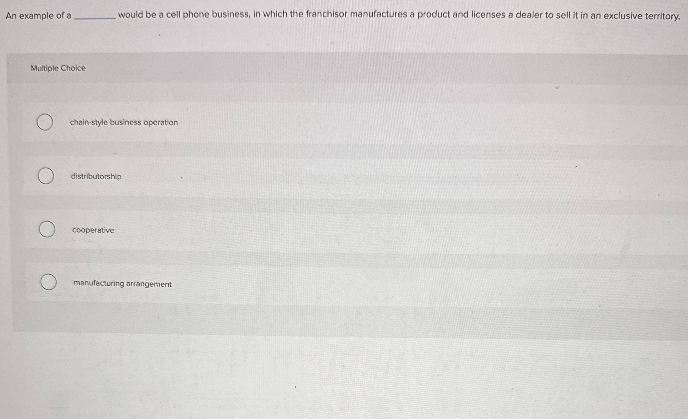  An example of a q, would be a cell phone business,