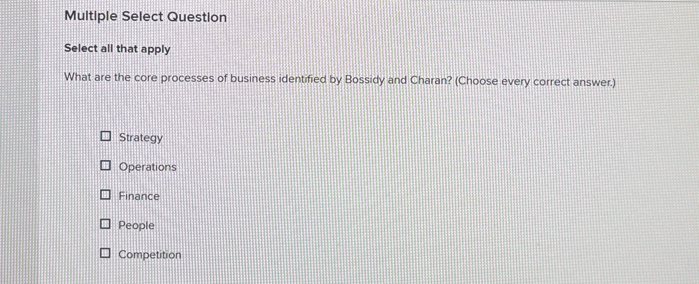  Multiple Select Question Select all that apply What are the core