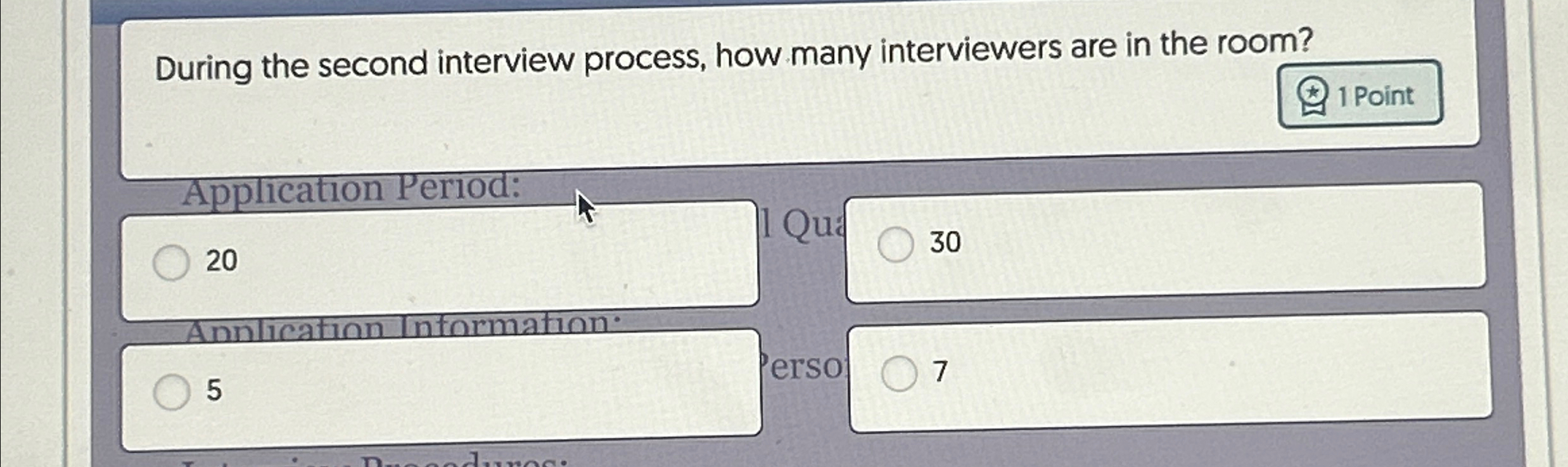  During the second interview process, how many interviewers are in the