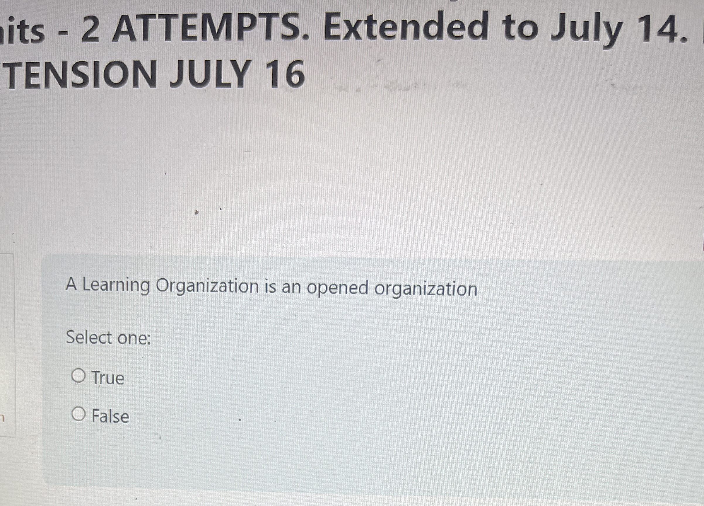  its -2 ATTEMPTS. Extended to July 14. TENSION JULY 16 A