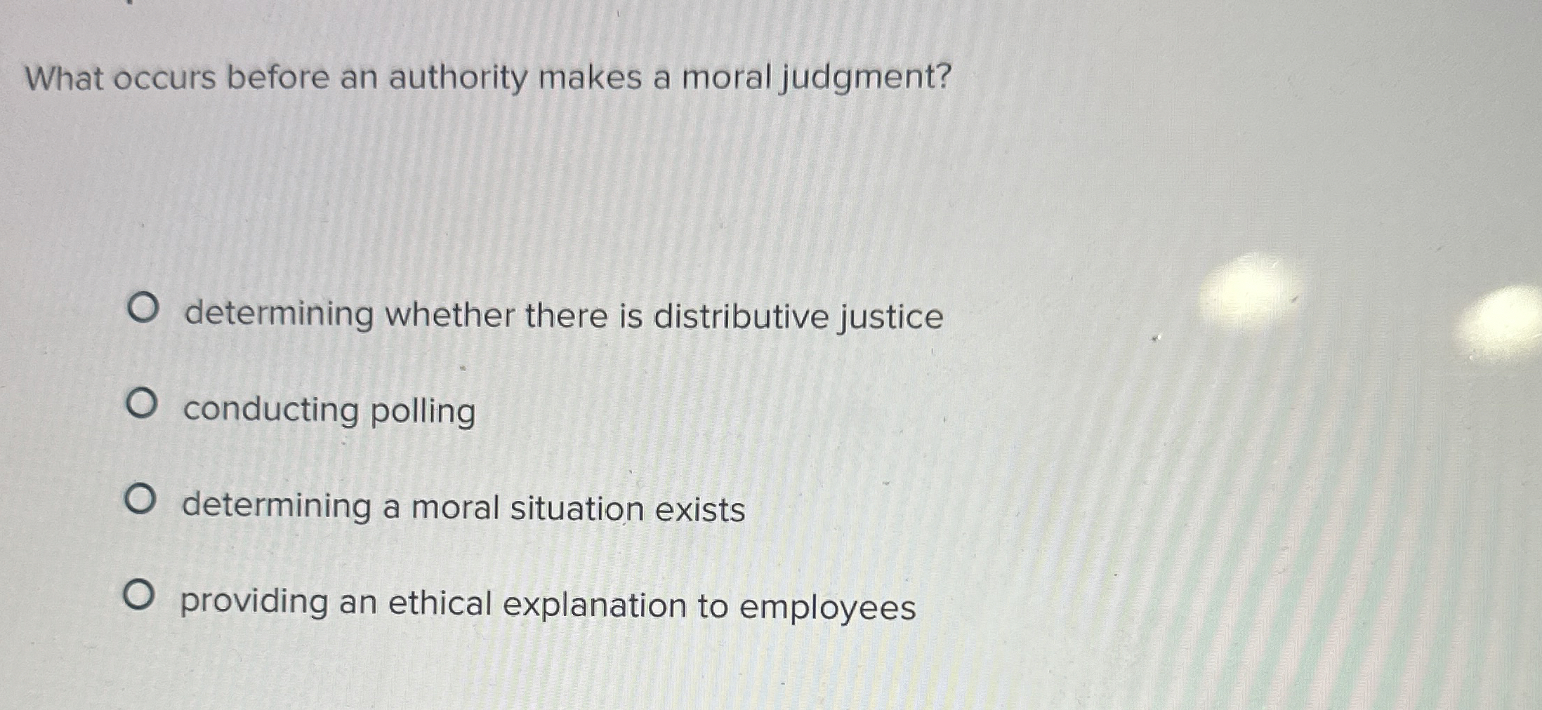  What occurs before an authority makes a moral judgment? determining whether