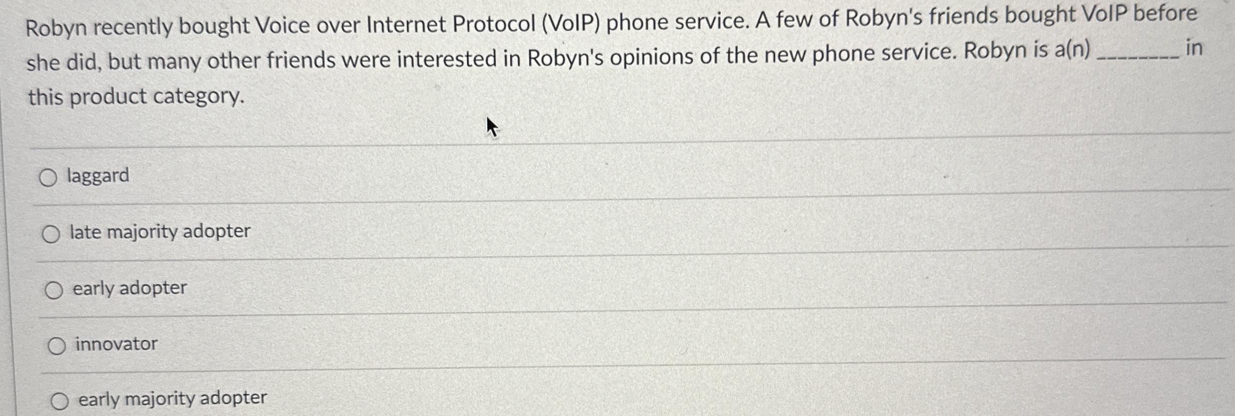  Robyn recently bought Voice over Internet Protocol (VoIP) phone service. A