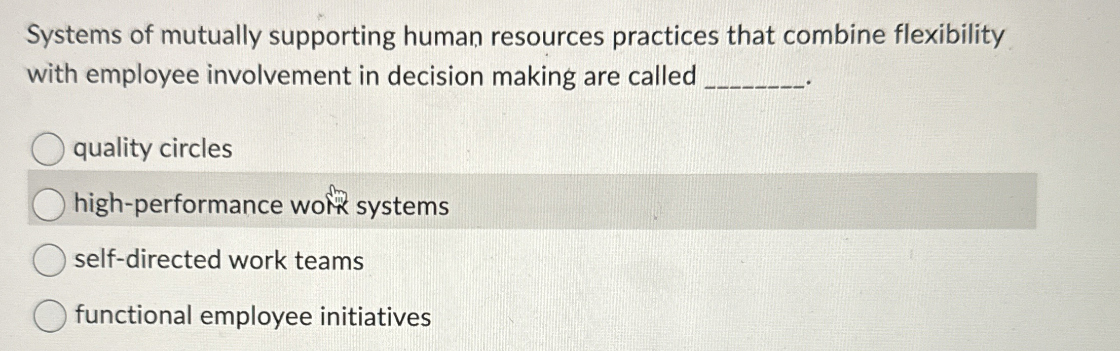  Systems of mutually supporting human resources practices that combine flexibility with