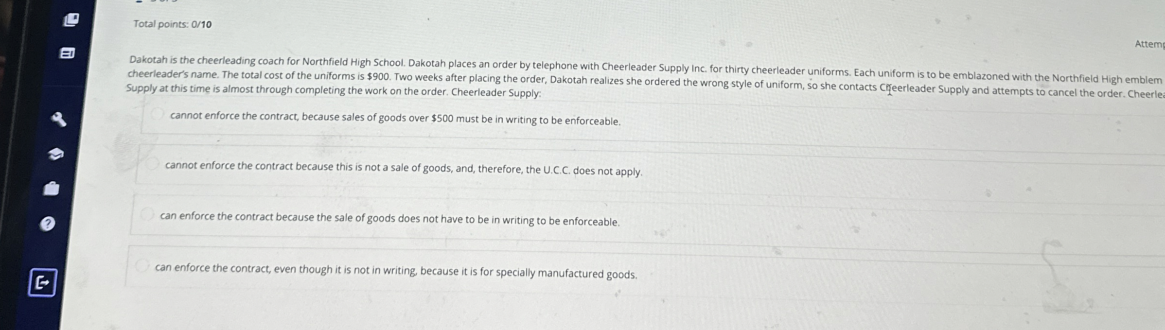  Total points: 010 Supply at this time is almost through completing