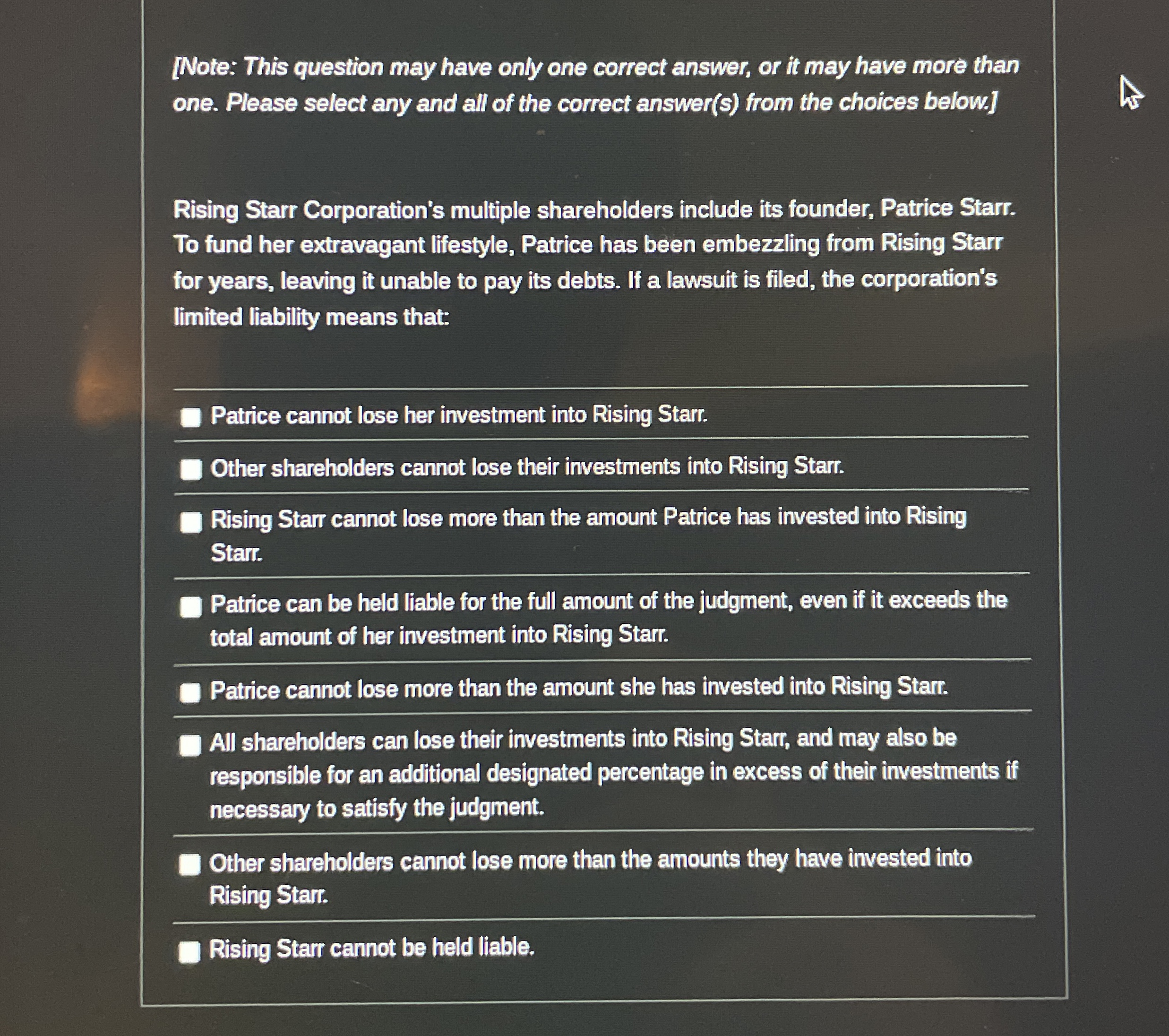  [Note: This question may have only one correct answer, or it