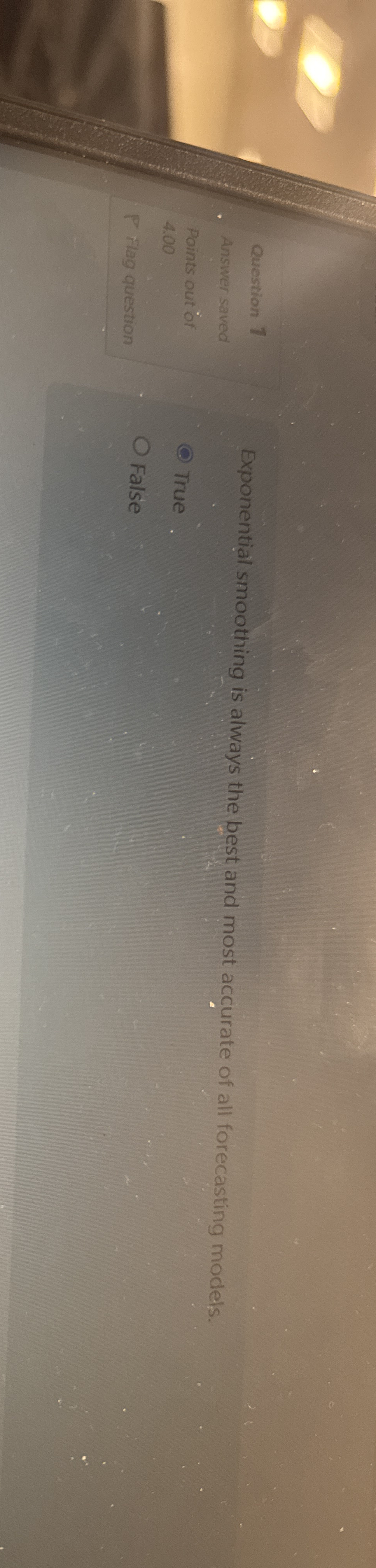  Question 1 Answer saved Points out of 4.00 P. Tiag question