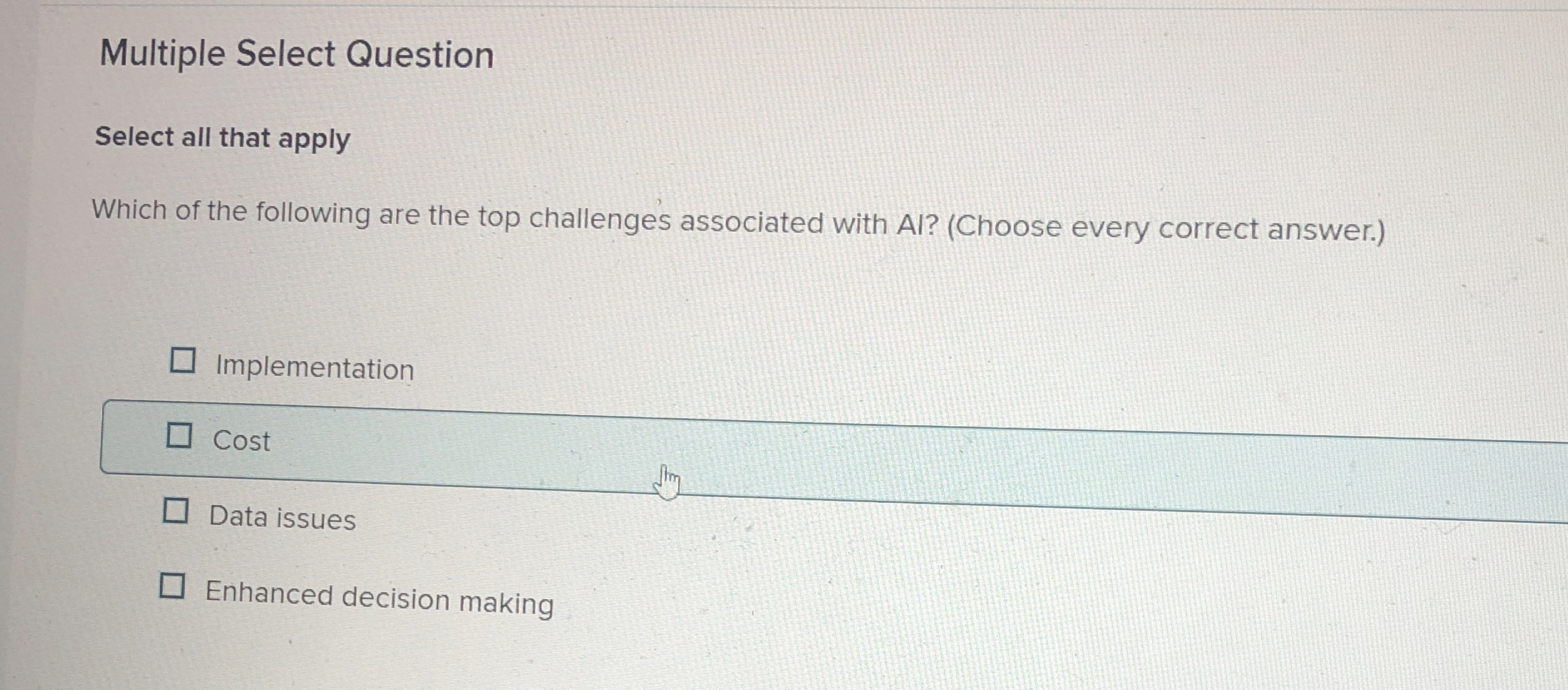  Multiple Select Question Select all that apply Which of the following