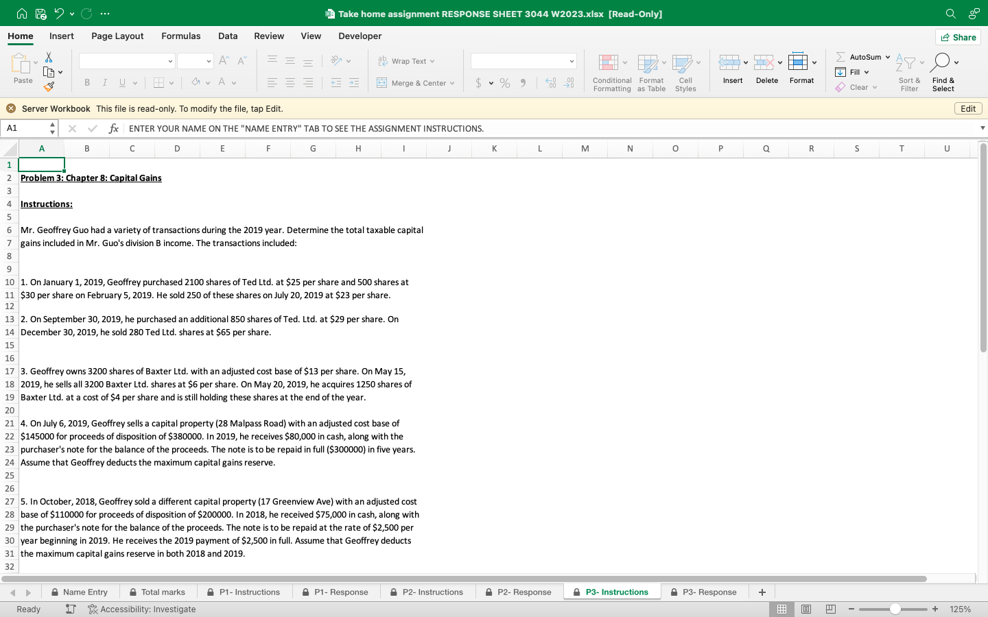  "? " C ... Take home assignment RESPONSE SHEET 3044 W2023.xisx
