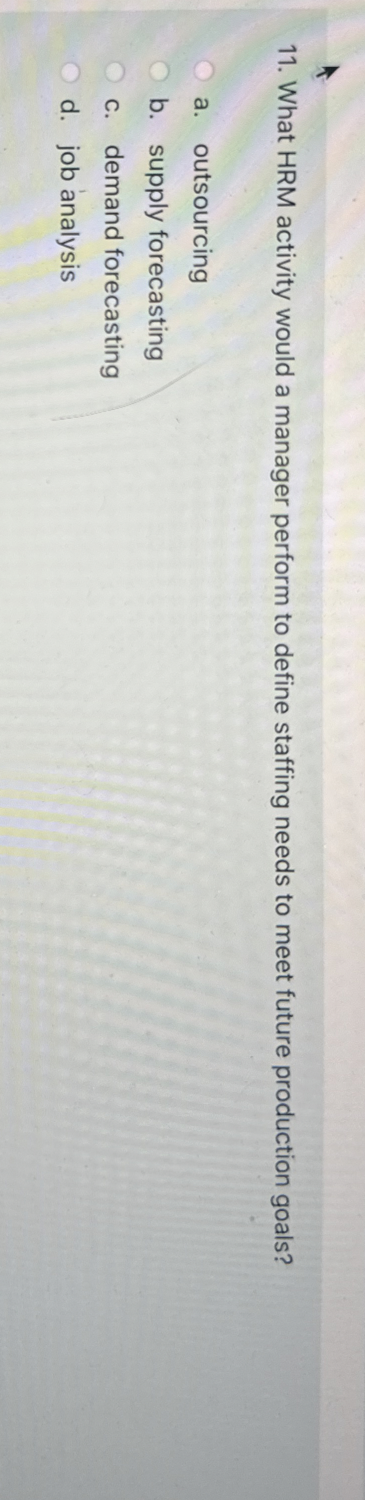  What HRM activity would a manager perform to define staffing needs