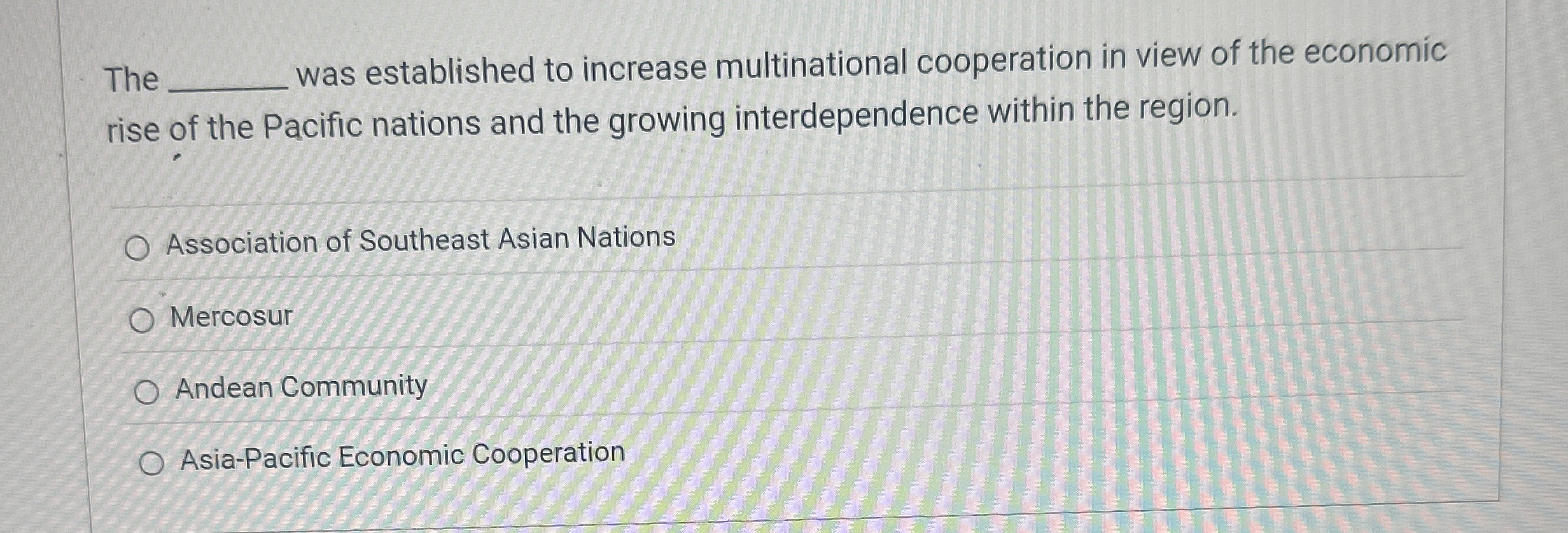  The was established to increase multinational cooperation in view of the