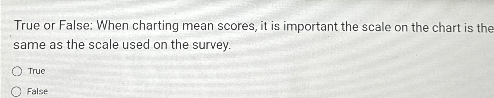  True or False: When charting mean scores, it is important the