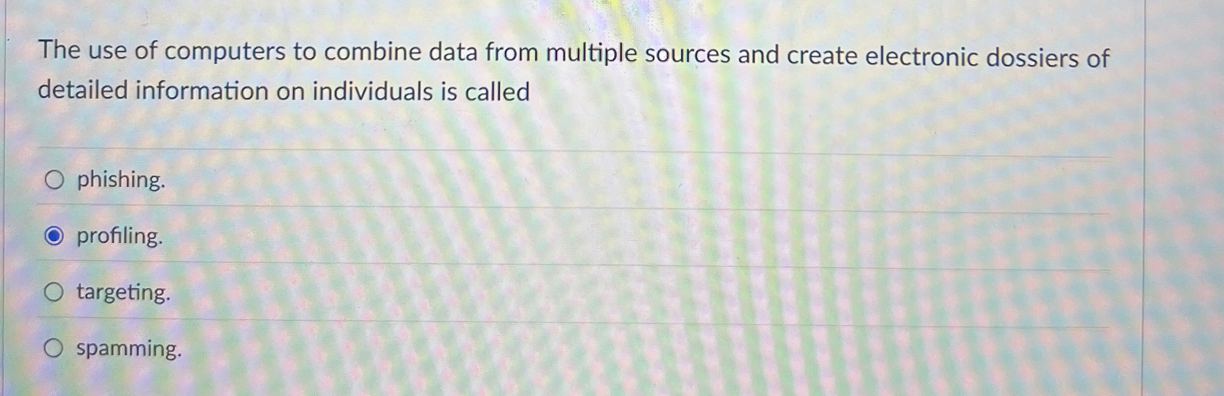  The use of computers to combine data from multiple sources and