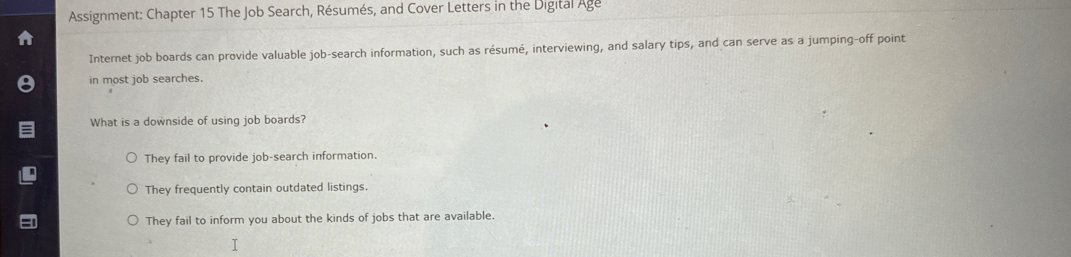  Assignment: Chapter 15 The Job Search, Rsums, and Cover Letters in