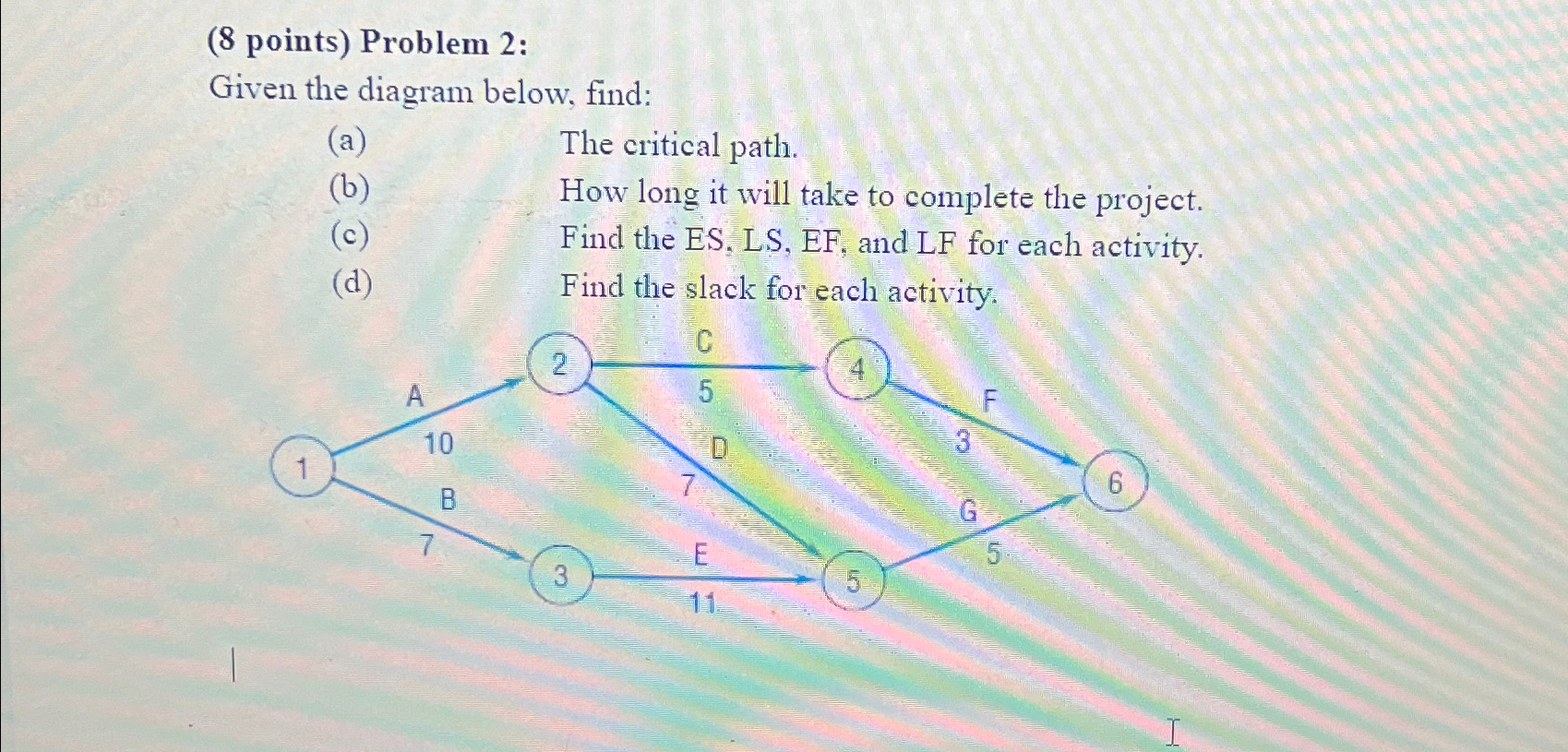  (8 points) Problem 2: Given the diagram below, find: (a) The