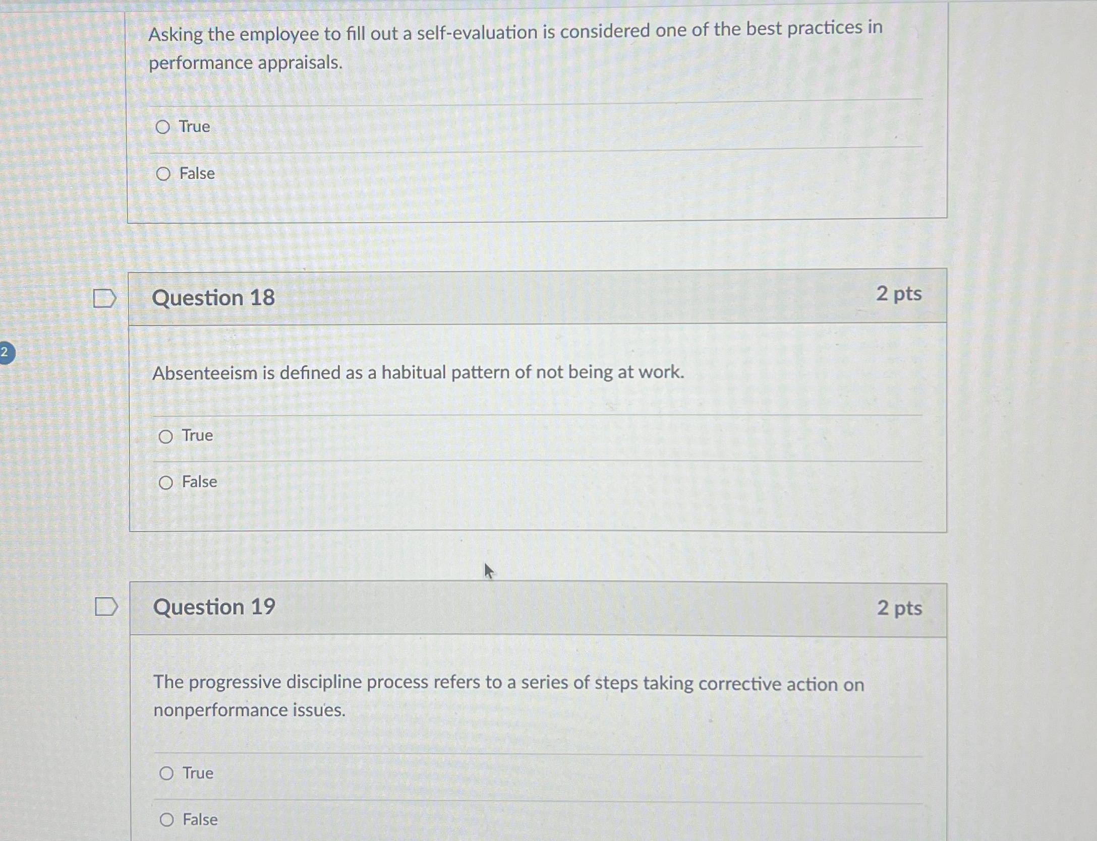  Asking the employee to fill out a self-evaluation is considered one