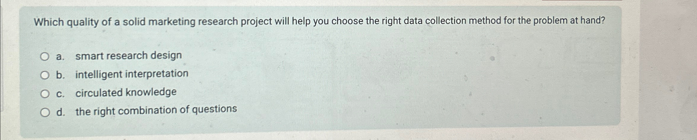  Which quality of a solid marketing research project will help you