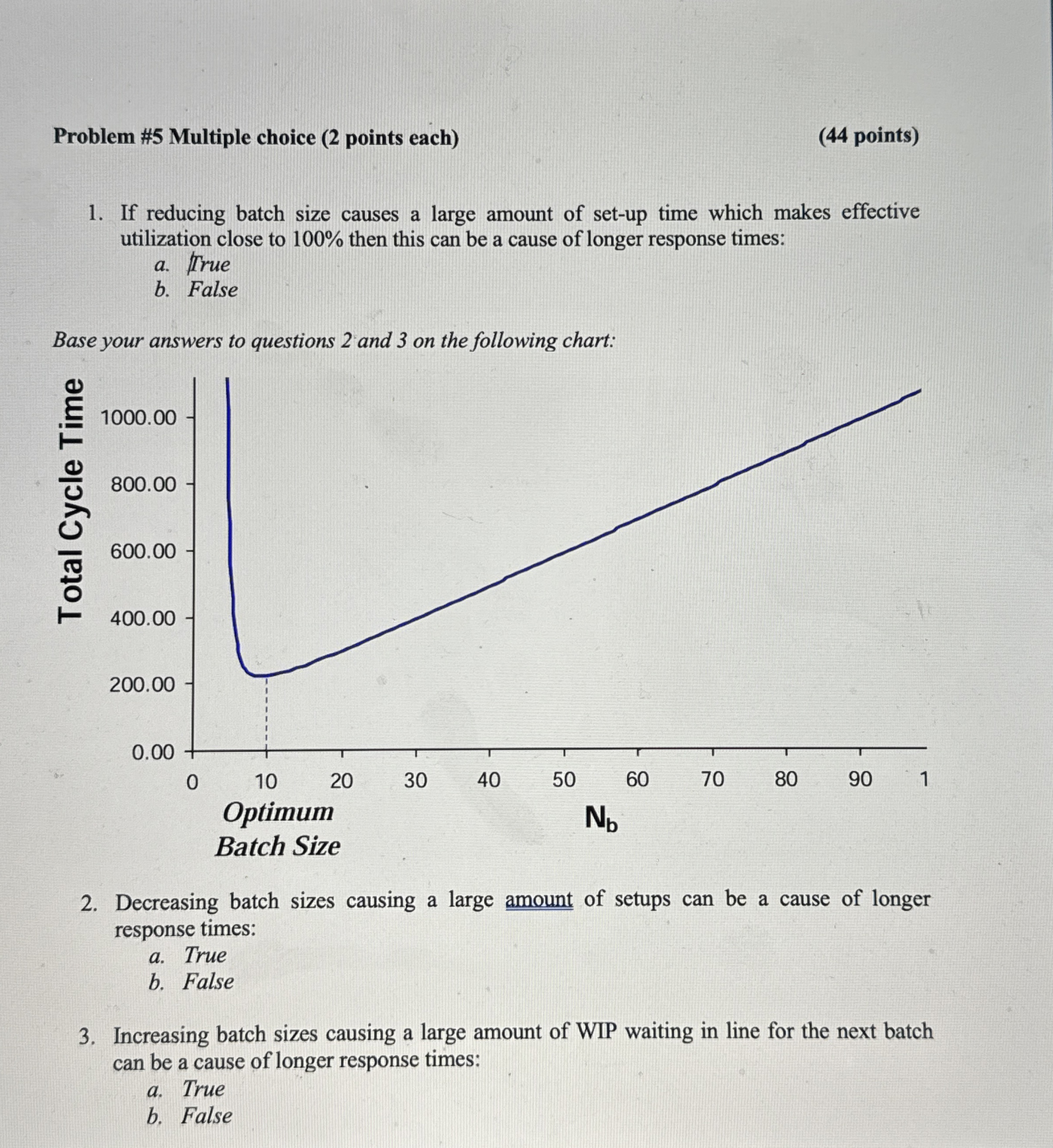  Problem #5 Multiple choice (2 points each) (44 points) If reducing