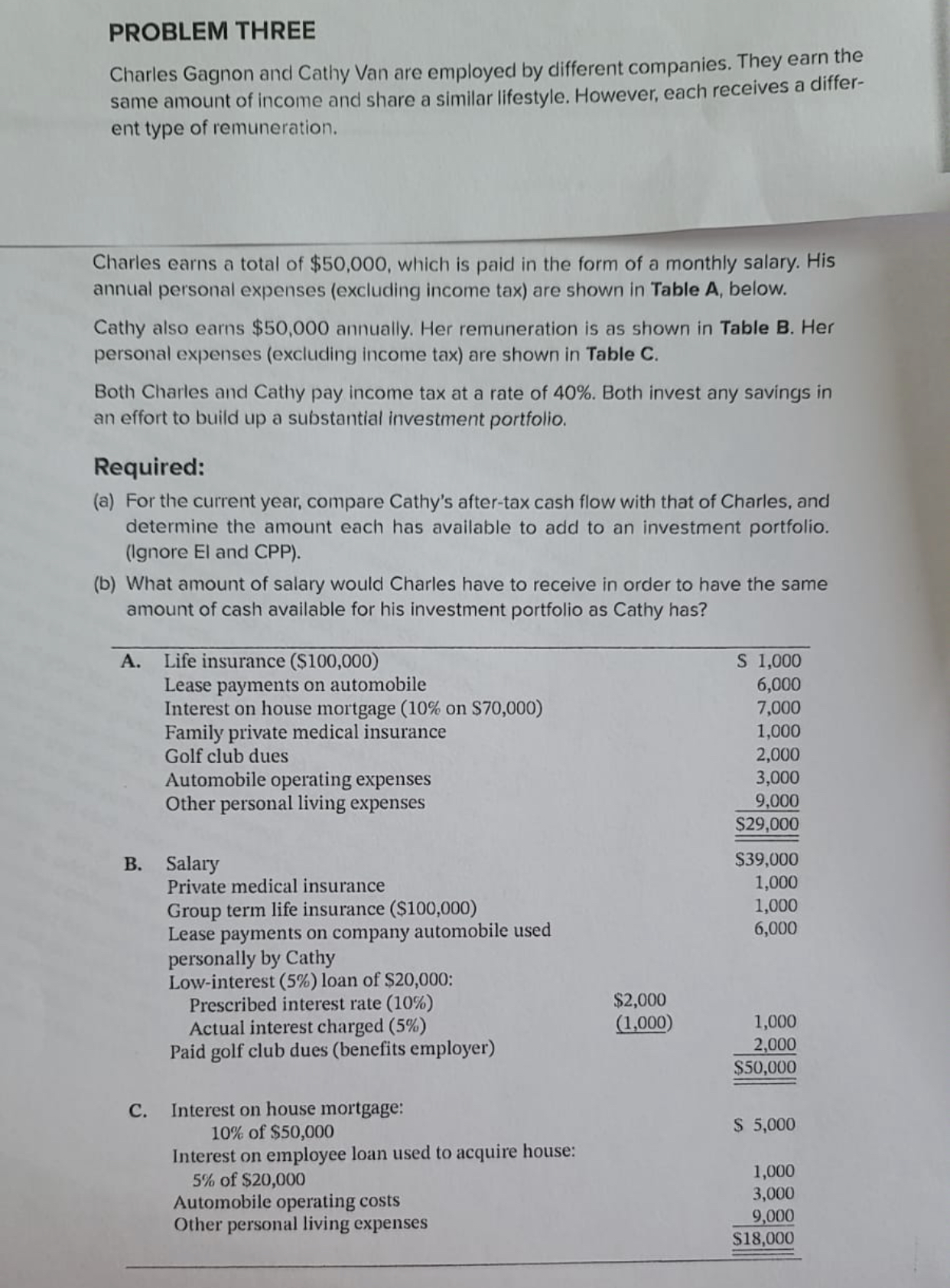 This, please. PROBLEM THREE Charles Gagnon and Cathy Van are employed by